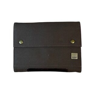 Knomo London Brown Canvas Tech Organizer Folio Case Pouch